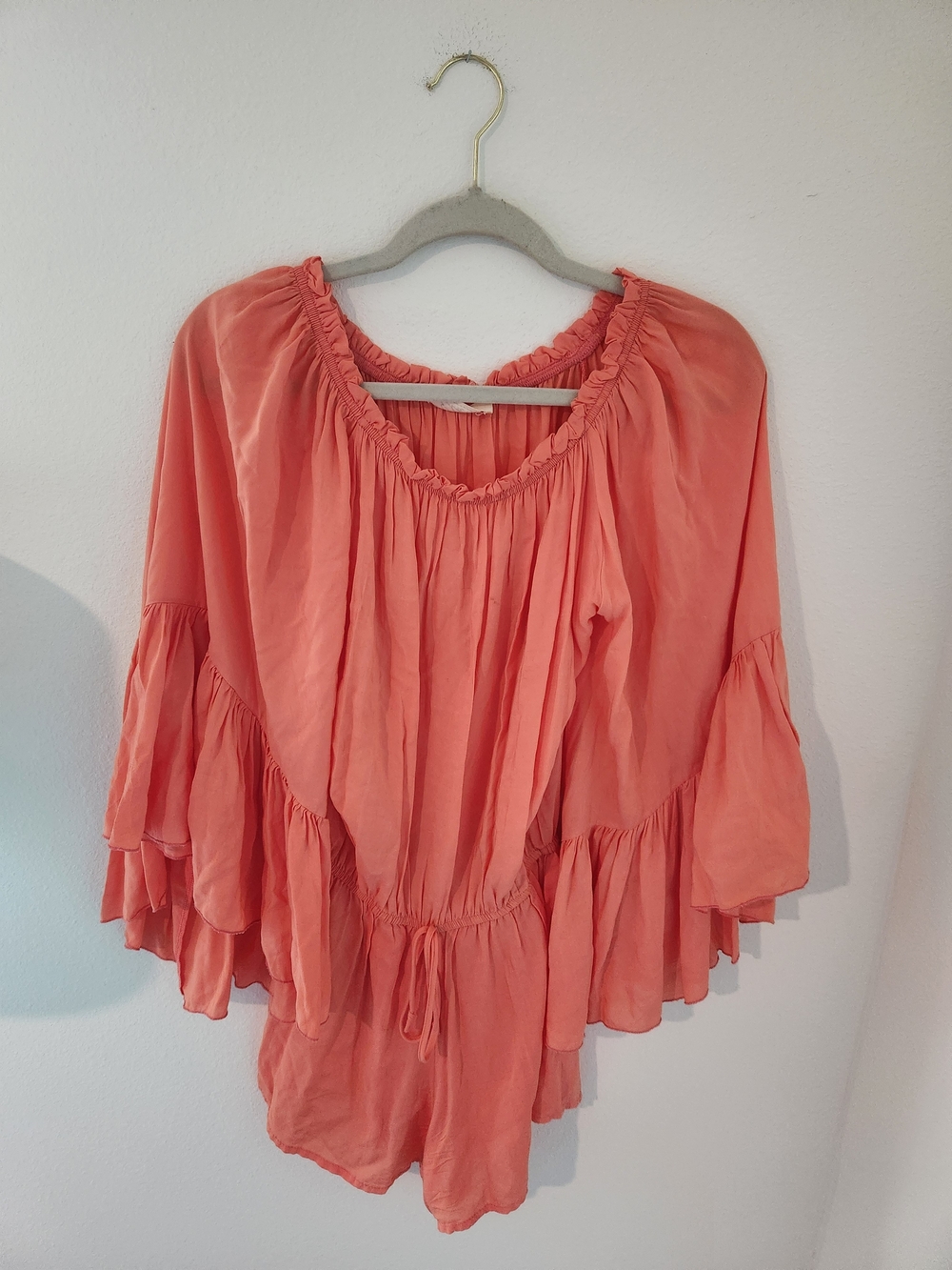 Elan Coral Ruffled Romper